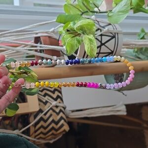 Multi color beaded rondelle necklace Multi